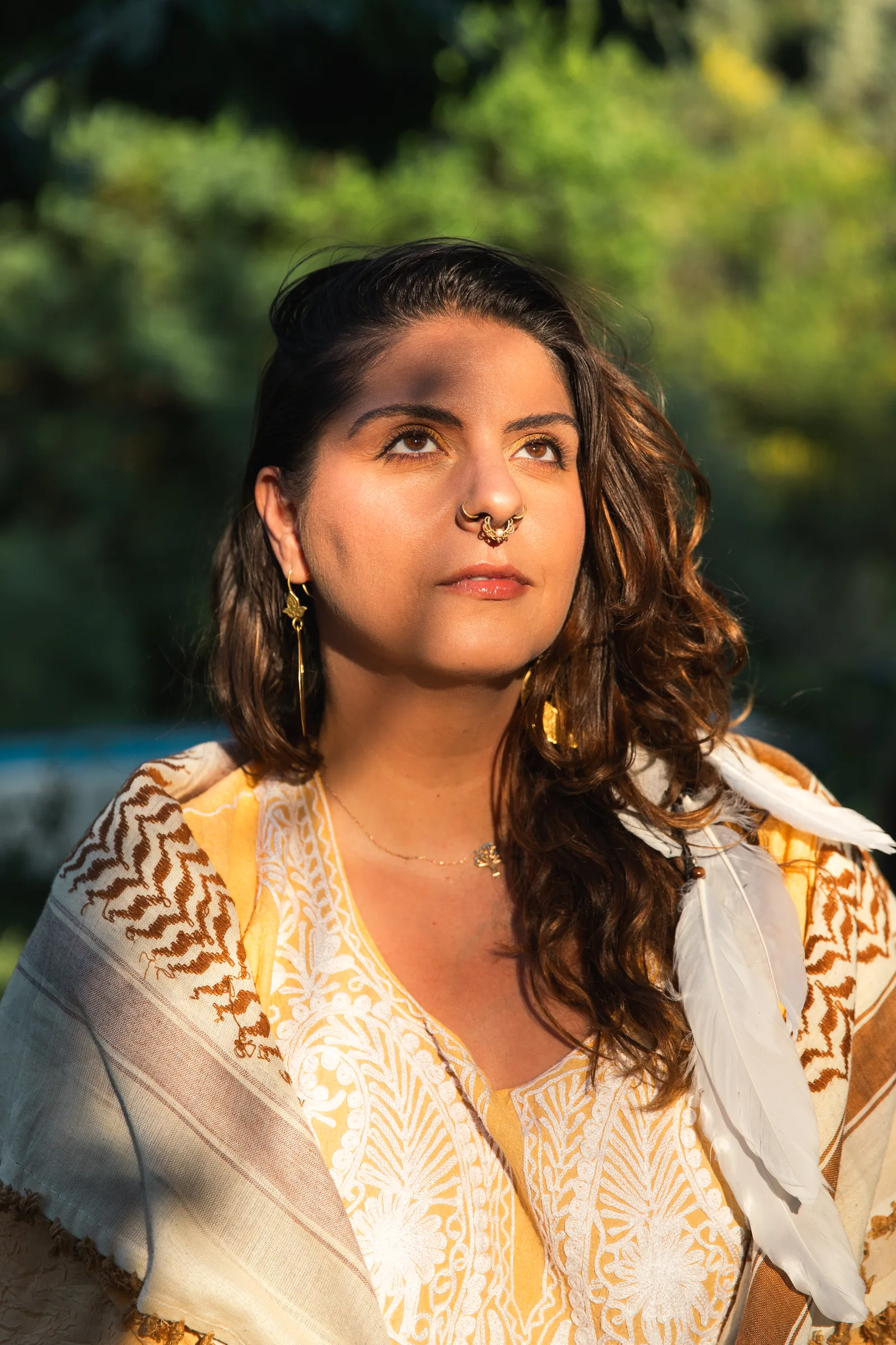 Portrait of Rawan with her frame drum, in Montenegro